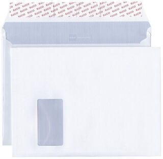 Versandtasche documento - C4 plus, weiß, 120 g/qm, mit Fenster, Haftklebung, 20 mm Seitenfalte, 1 St.