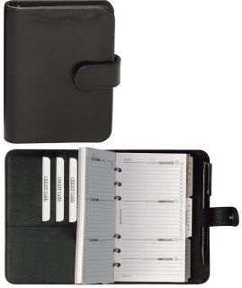 Zeitplaner - A6, Nappalederimitat, schwarz, 1 St.