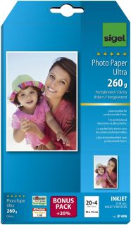 Inkjet Fotopapier Ultra - 10x15 cm, hochglänzend, 260 g/qm, 24 Blatt, 1 St.