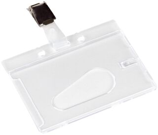 Ausweishülle mit Clip - 85 x 54 mm, Hartplastik, transparent, 10 Stück, 1 St.