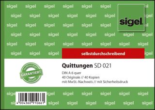 Quittungen mit Sicherheitsdruck - A6 quer, SD, MP, 2 x 40 Blatt, 1 St.