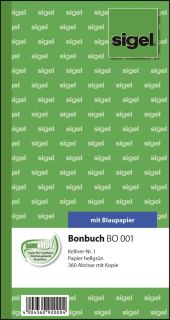 Bonbuch - Kellner-Nr. 1 , 360 Abrisse, BL, hellgr&uuml;n, 105x200 mm, 2 x 60 Blatt, 1 St.