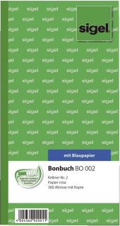Bonbuch - Kellner-Nr. 2, 360 Abrisse,  BL, rosa, 105x200 mm, 2 x 60 Blatt, 1 St.
