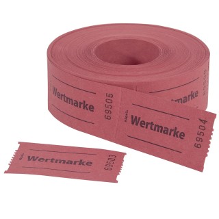 Gutscheinmarken-Rollen &raquo;Wertmarke&laquo; - rot, fortlaufend nummeriert, 60x30 mm, 500 St&uuml;ck, 1 St.