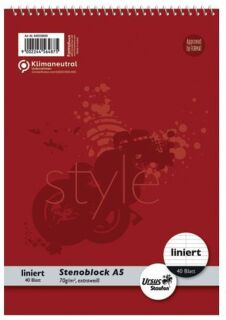 Stenoblock - A5, 40 Blatt, 70g/qm, liniert, 1 St.