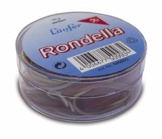 RONDELLA Gummiringe in der Dose - Ø50mm, 25g,  rot, 5 St.