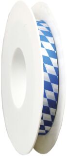 Zier Acetatband - 15 mm x 25 m, Raute, weiß/blau, 1 St.