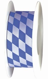 Zier Acetatband - 40 mm x 25 m, Raute, weiß/blau, 1 St.