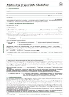 Arbeitsvertrag für gewerbliche Arbeitnehmer, 2 Seiten, DIN A4, 50 St.