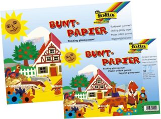 Buntpapier Hefte, gummiert, 14x20cm, 12 Blatt, 12-farbig, 5 St.