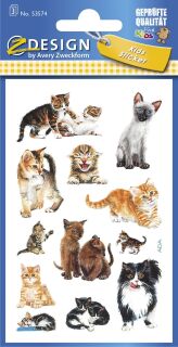 Z-Design 53574, Kinder Sticker, Katzenbabies, 3 Bogen/36 Sticker, 10 St.