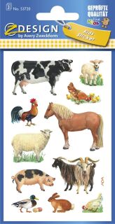 Z-Design 53720, Kinder Sticker, Bauernhoftiere, 3 Bogen/33 Sticker, 10 St.
