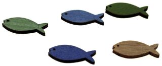 Streufigur Fisch - 25 mm, 12 Stück, Holz, sortiert, 6 St.