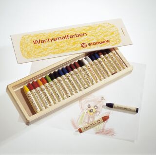 Wachsmalstift - 24 Farben, Holzkassette, 1 St.