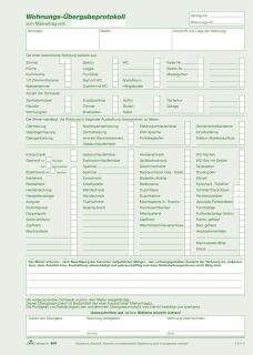 Wohnungs-Übergabeprotokoll - SD, 1 x 3 Blatt, DIN A4, 1 St.