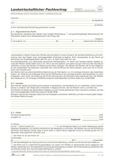 Landwirtschaftlicher Pachtvertrag, 4 Seiten, gefalzt auf DIN A4, 10 St.