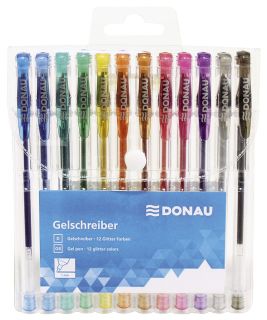 Gelschreiber - 12 Farben mit Glitter, Etui, 1 St.