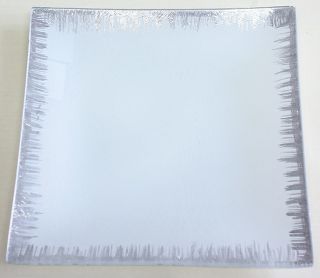 Glasteller - 20 x 20 cm, weiß-silber, eckig, 6 St.