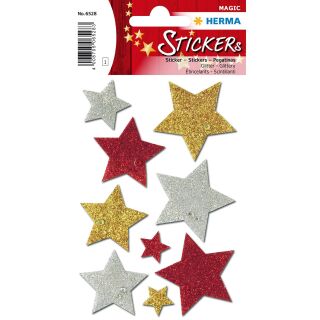 6528 Sticker MAGIC bunte Sterne, glittery, 10 St.