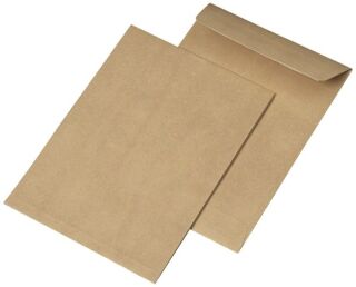Faltentaschen - C5, ohne Fenster, 20 mm-Falte, Spitzboden, haftklebend, braun, 110 g/qm, 250 Stück, 1 St.