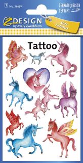Z-Design 56669, Kinder Tattoos, Einhörner, 1 Bogen/10 Tattoo, 10 St.