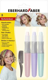 Haarkreide Set Pearl - 3 Farben sortiert mit Kamm, 1 St.