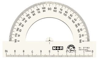 Winkelmesser Halbkreis, Polystyrol, von 0° bis 180°, 100 mm, glasklar, 10 St.
