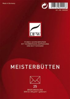 Briefumschlag Meisterbütten - DIN C6, gefüttert, 80 g/qm, 25 Stück, 1 St.