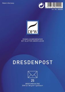 Briefumschlag DresdenPost - DIN C6, gefüttert, 80 g/qm, 25 Stück, 1 St.