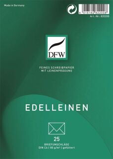 Briefumschlag Edelleinen - DIN C6, gefüttert, 80 g/am, 25 Stück, 1 St.