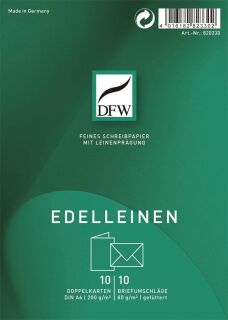 Doppelkarte Edelleinen - A6 hoch, 10 Karten/10 Umschläge, 1 St.