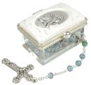 Rosenkranzset - Dose mit Kunsstoffperlen, blau, ca. 40...