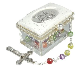 Rosenkranzset - Dose mit Kunsstoffperlen, bunt, ca. 46 cm, 1 St.
