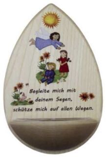 Weihwasserkessel "Begleite mich auf…" - Holz, 14 cm, 1 St.