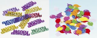 Konfetti Happy Birthday & Luftballons - 15 g, sortiert, 10 St.