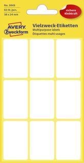 3045 Mini-Organisations-Etiketten, 38 x 24 mm, 7 Blatt/63 Etiketten, weiß, 10 St.