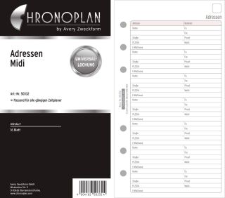 Ersatzadressblätter - Midi, 16 Blatt, 1 St.
