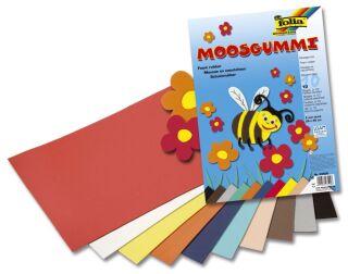 Moosgummi - 20 x 29 cm, 10 Farben sortiert, 10 St.