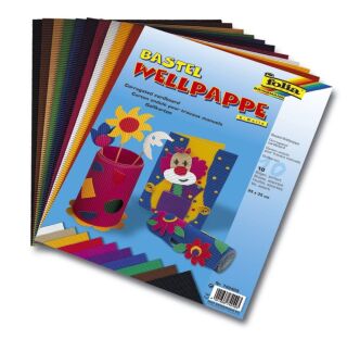 Bastelwellpappe E-Welle - 25 x 35 cm, sortiert, 10 St.