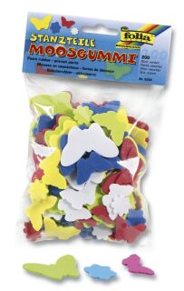 Moosgummi Stanzteile "Blumen und Schmetterlinge" - 200 Stück, sortiert, 1 St.