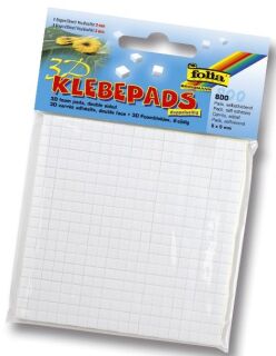 Klebepads für 3D-Effekte Sticker, doppelseitig & selbstklebend, weiß 5x5mm. 800 Stück, 1 St.