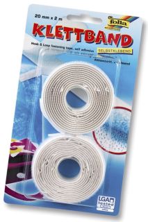 Klettband - 20 mm x 2 m, weiß, selbstklebend, 1 St.
