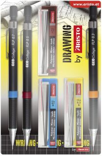Feinminenstift Set GEOCollege, 0,35/0,5/0,7 mm, HB, schwarz, 3er-Set, 1 St.