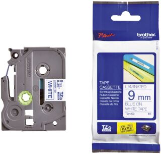 TZe-223 Schriftbandkassette - laminiert, 9 mm x 8 m, blau auf weiß, 1 St.