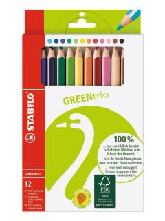 Umweltfreundlicher Dreikant-Buntstift - GREENtrio - 12er Pack - mit 12 verschiedenen Farben, 1 St.