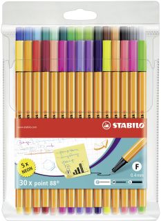 Fineliner - point 88 - 30er Pack - mit 30 verschiedenen Farben inklusive 5 Neonfarben, 1 St.