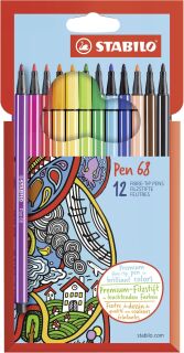 Premium-Filzstift - Pen 68 - 12er Pack - mit 12 verschiedenen Farben, 1 St.