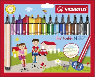 Gefederter Dreikant-Filzstift - Trio Scribbi - 14er Pack - mit 14 verschiedenen Farben, 1 St.