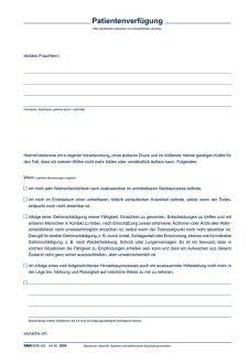 Patientenverfügung mit Betreuungsverfügung und Vorsorgevollmacht, 1 St.