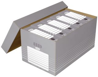 Transportbox tric maxi - stabile Wellpappe, Archivierung / Transport von Hängeregistraturen A4, grau/weiß, 5 St.